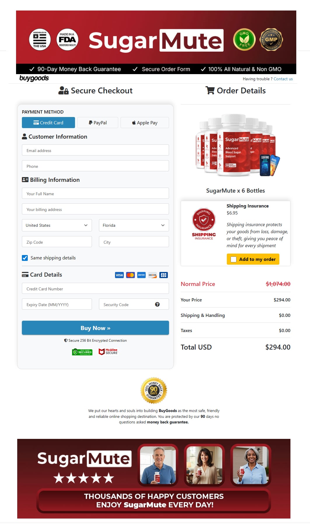 Sugar Mute Check Out Page
